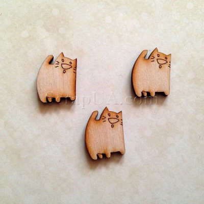 Деревʼяна фігурка WOOD-032 - Котик funny, 1 штука