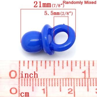 Акриловая подвеска "Соска", 21.0мм x 12.0мм, ассорти разных цветов, 10 шт.