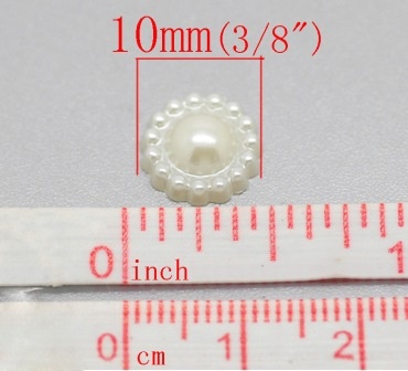 Квіточка, імітація перлинок, 10мм, колір молочний, 10 шт.