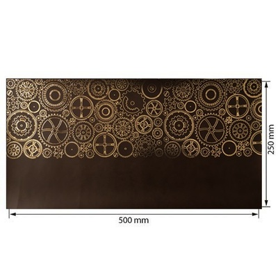Відріз екошкіри з тисненням золотою фольгою Golden Gears Chocolate 50x25см, ТМ Фабрика Декору