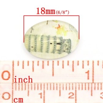 Скляний кабашон "Пізанська башта", 13x18мм, 1 шт.