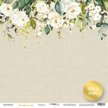 Лист односторонней бумаги с золотым тиснением от Scrapmir - "Нежность" из коллекции Tenderness, 30x30  см