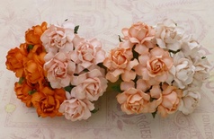Набор розочек, персиковые и оранжевые цвета, 4 шт.