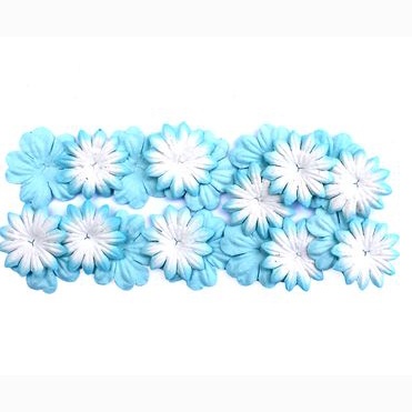 Набор цветов из шелковичной бумаги, 2 вида 20 шт., цвет голубой