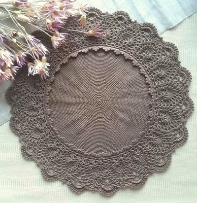 Затишний декор від LESHCHENKO - Вʼязана Серветка з ажурною каймою №62, 30 см, 1шт.
