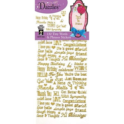 Набір наліпок - висічок HOTP - Tiny Words Phrases DAZ Gld, розмір 10x23 см, 130 шт., колір золото