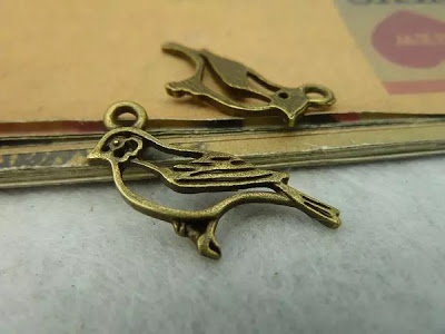 Металлическое украшение "Птичка абрис", 17х24 мм, 1 шт.