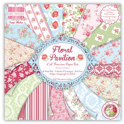 Набор бумаги для скрапбукинга First Edition - Floral Pavilion, 16 листов, размер 15х15 см.