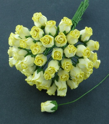 Набор роз с полуоткрытым бутоном, цвет - желтый, 5 шт.