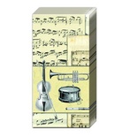 Серветка для декупажу "Музикальні інструменти і ноти", колір фону: кремовий, розмір: 33x33 см