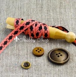 Стрічка American Crafts двосторонній у ромбики, рожево-коричне, ширина 9,5мм, 90 см