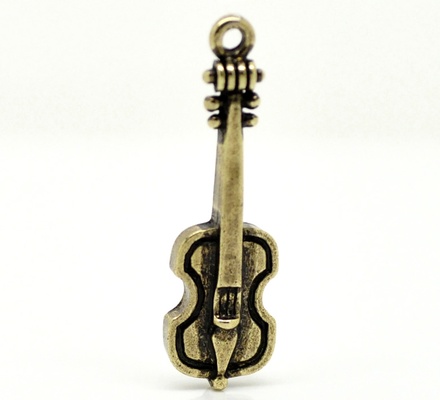 Металева прикраса/ підвіска "Скрипка", 29x9мм, антична бронза, 1 шт.