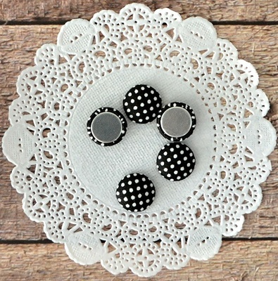 Фішки тканинні, чорні в горошок, 1,3 см 5шт