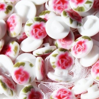 Шеббі-пуговичка "Трояндочка червона", 10мм, 1 шт.