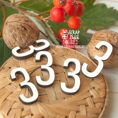 Дерев’яні фішки — Набір цифр 3 (5шт.) Fl-021