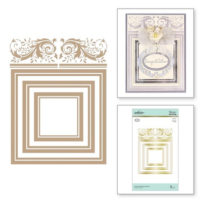 Пластини для фольгування від Spellbinders - Crowned Rimmed Squares Glimmer Hot Foil Plate Royal Flourish by Becca Feeken