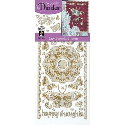 Набір наліпок - висічок HOTP - Lacy Butterflies Dazzle Silver, 31 шт., колір срібло