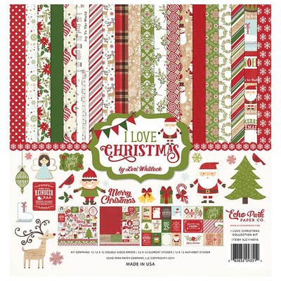 Набір паперу для скрапбукінгу Echo Park - I Love Christmas, 12+2 аркуша, 30x30 см
