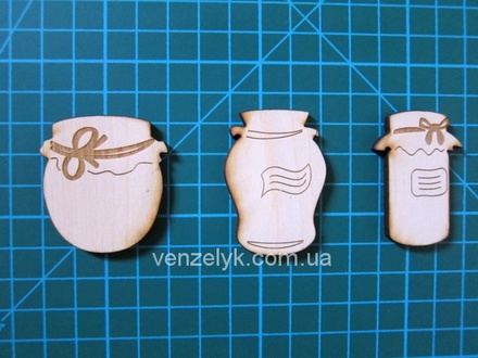 Деревʼяна прикраса від Вензелик - Набір баночок, фанера товщиною 0,4 см