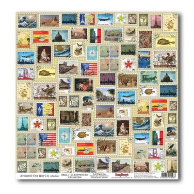 Бумага для скрапбукинга от Scrapberry's, 30х30см, Вокруг Света - Маленькие открытия