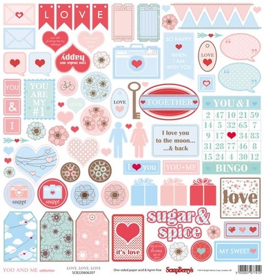 Папір для скрапбукінгу від ScrapBerryʼs -Про любов - Неживість, 30,5x30, 5см, 190 г/м², односторонній