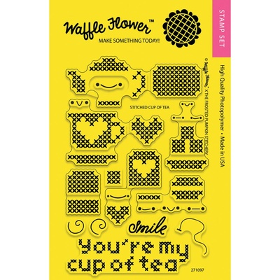 Силіконовий штамп від Waffle Flower - Stitched Cup of Tea Stamp Set