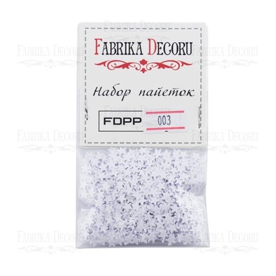 Набір паєток - 003, розмір 5 мм, маленькі зірочки, колір білий, ТМ Фабрика Декору