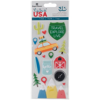 Наліпки від Paper House - Discover USA Puffy Puffy Stickers, 7,6x16,5см, 16 шт
