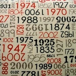 Тканина 100% бавовна - Дати і числа, 45x55см