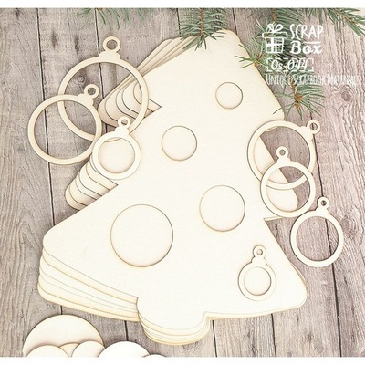 Основа для альбому ScrapBox у формі ялинки з кульками (6 шт.) Os-044