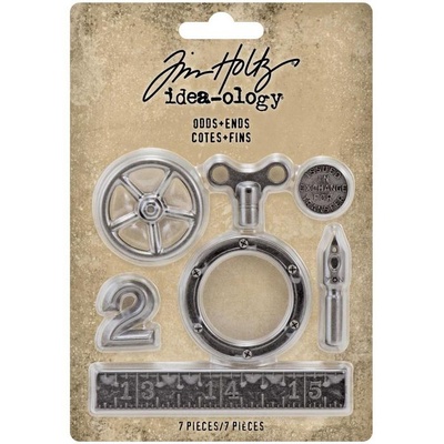 Набір металевих прикрас Tim Holtz - Idea - Ology Metal Odds & Ends, 7 штук