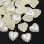 Серце, імітація перлинок, 12x12 мм, колір білий, 10 шт.