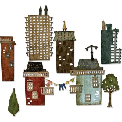 Ножи от Tim Holtz Alterations - Thinlits - Suburbia Cityscape - Die Set 34 Pack