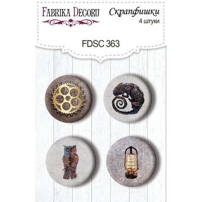 Скрап-фішки набір 4шт. Grunge & Mechanics #363, ТМ Fabrika Decoru