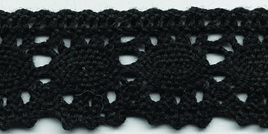Мереживо в’язане, колір чорний, ширина 30 мм, довжина 90 см