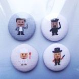 Набір скрап-фішок з тканини Лего-чоловічки. Діаметр фішки 28 мм.