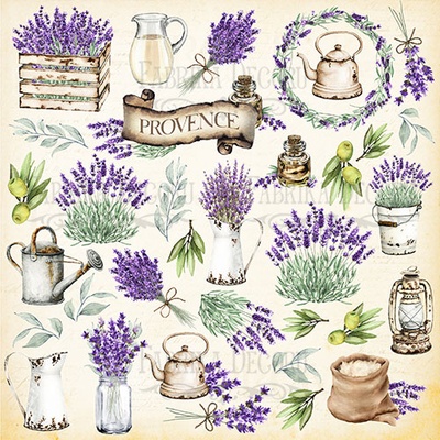 Лист с картинками для вырезания. Набор Lavender Provence, ТМ Фабрика Декору