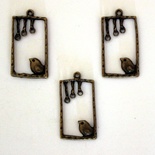 Металлическое украшение "Рамочка с птичкой", 35х19 мм, 1 шт.