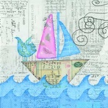 Серветка для декупажу «Квіти і візерунки», колір фону: аквамарин/сірий, розмір: 33x33 см