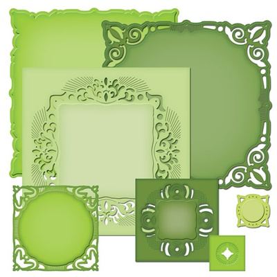 Ніж для вирубки Spellbinders - Adorning Squares, 7 шт.