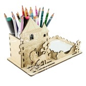 Заготовка ТМ Фабрика Декору - Дерев’яний органайзер "Казковий замок" для олівців і паперу