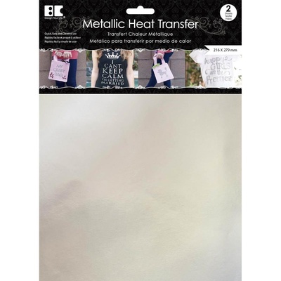 Набір термотрансферних плівок від Best Creation - Metallic Heat Transfer 8.5"X11", Silver, 2 аркуша