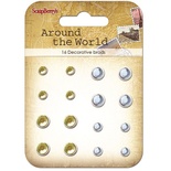 Набір кришталевих брадс "Навколо Світу", колір жовто-блакитний, 16шт.