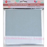 Набір срібних перламутрових заготовок для листівок, 15см на15см, 250г/м², 5шт., ТМ Santi