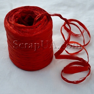 Рафія натуральна, червоний колір, 1 метр