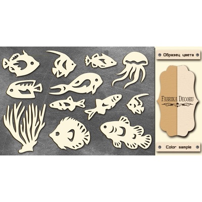 Чипборд Фабрика Декору - Морские обитатели 1, цвет молочный, крафт