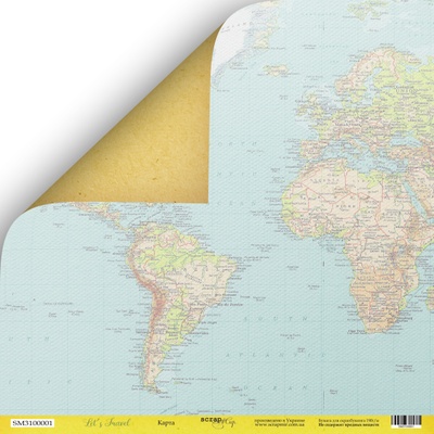 Аркуш двостороннього паперу Scrapmir - Карта з колекції - Let's Travel, 30x30 см