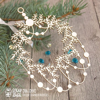 Чипборд ScrapBox - Новий вінок з гірляндою Hh-094