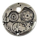 Металева прикраса "Часовий механізм", античне срібло, розмір 38x38 мм, 1 шт