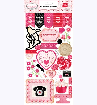 Висічки з чіпборду від Echo Park - Love Story 6x13 Chipboard, 15x30 см